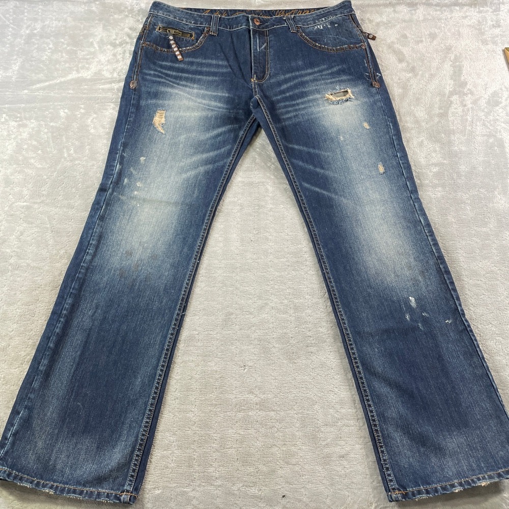 Antik Denim Jeans Heritage Women 38 Distressed Bootcut Grommet‎ Punk Grunge